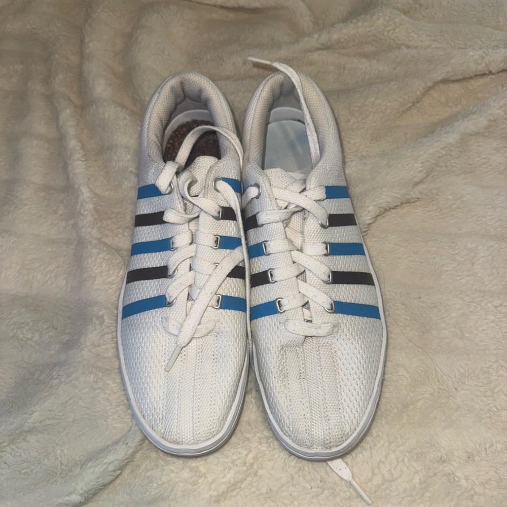 Men's White and Blue Sneakers